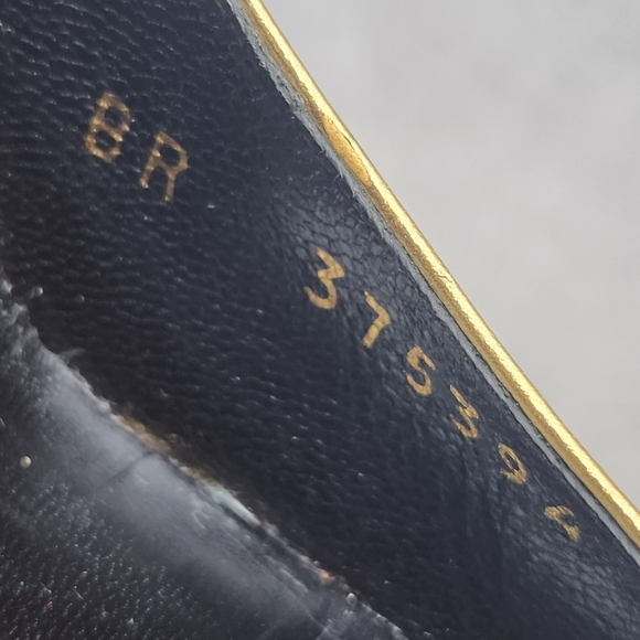 Saint Laurent Pumps 8.5 Golden Leather Stiletto Pointed Toe Luxury Made In Italy - Picture 14 of 16